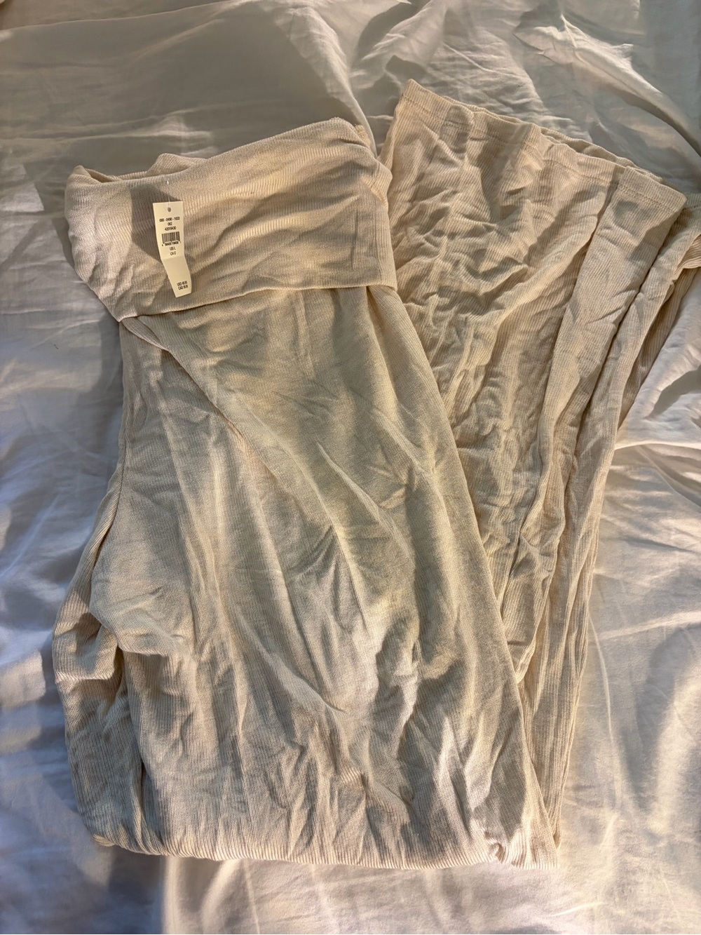 NWT AERIE Lightweight Cream Ribbed Knit lounge pants